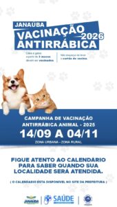 Prefeitura de Janaúba inicia nesta segunda-feira, 14, campanha de vacinação contra raiva para cães e gatos